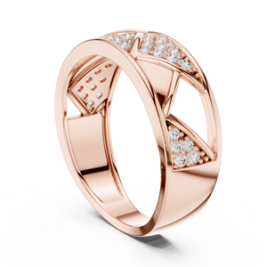 Bague en diamant rond cultivé en laboratoire THE ROYAL TRIAD, sertie en or rose 18 carats, pour mariage, fiançailles, cadeau, usage quotidien au bureau, pour homme - Product Image 2