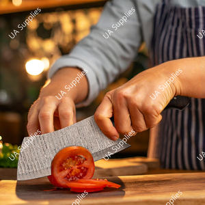 Couteau de Chef Hachoir Ambidextre Robuste en Acier Damas Forgé à la Main, Manche Ergonomique en Bois de Rose, Écologique, OEM/ODM - Product Image 5