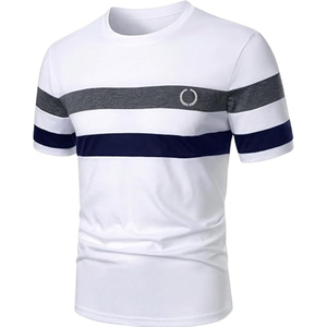 Camiseta de manga corta con bloques de color para hombre, cuello redondo informal, top moderno de moda para verano - Product Image 5