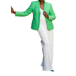 AKA Green Blazer de mode pour femme avec poches, Automne Hiver, Haut de gamme, Vente en gros, Personnalisé, Fabricant et Fournisseur OEM/ODM grec - Product Image 2