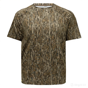 T-shirt camouflage respirant pour homme, 100 % coton, col rond, pour la randonnée, la chasse et l'entraînement - Product Image 1