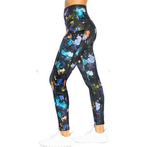 Leggings de compression personnalisés pour femmes, couleur personnalisée, sublimation, longueur cheville, 100% polyester, séchage rapide, pantalon de fitness, service OEM - Product Image 1
