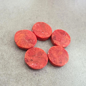 Coral Rojo Natural en Forma de Moneda, Cabujón Redondo, Parte Posterior Plana, Calibrado, Pulido, 5mm, Gema Suelta de Rajastán - Product Image 1