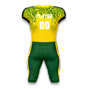 Maillot de football américain sans manches personnalisé pour homme, imprimé léopard jaune et vert, anti-humidité, coupe ajustée, vêtement de sport - Product Image 2