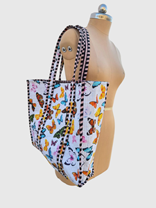 Sac fourre-tout en coton à imprimé floral avec broderie, style bohème, ouvert en haut, sac de shopping toutes saisons - Product Image 3