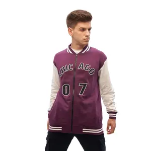 봄 시즌을 위해 제조 된 레터링 코튼 소재의 남성 맞춤형 컬러 자수 디자인 야구 재킷