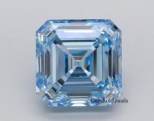 Diamante de 3 quilates, corte Asscher, azul intenso, cultivado en laboratorio, certificado por IGI, claridad VS, diamante suelto cultivado en laboratorio para anillo. - Product Image 1