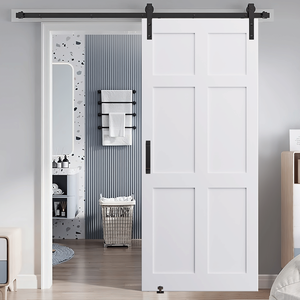 Set di porte da fienile per interni moderni da elfo pazzo 24 \ "X 80 \" vera lastra per porta a sei pannelli da 6,6 piedi porta scorrevole a prova di acqua - Product Image 1