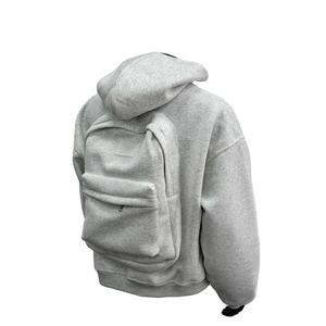 Sudadera con Capucha Extra Grande para Hombre, Diseño de Mochila Informal con Cremallera, Color Sólido, 300 Gramos, Alta Calidad al por Mayor - Product Image 1