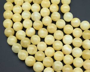 Perles rondes lisses en jade jaune naturel 4mm 6mm 8mm 10mm, perles de pierres précieuses en vrac pour la fabrication de bracelets, colliers et bijoux DIY - Product Image 3