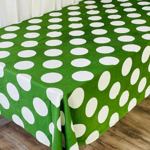 Polka Dot <b>Tablecloth</b> Green and White Pattern Rectangular Dining Tablecover Cotton <b>Tablecloth</b> - Product Image 2