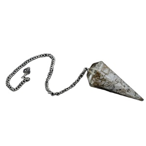 Pendule en pierre Semi précieuse, 6 faces, akra, Howlite, Orgone, objet artisanal - Product Image 1