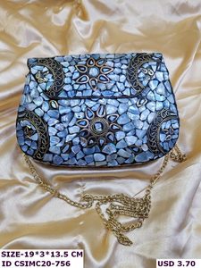 Stylish Multicolor Handmade Metal Mosaic Ladies <b>Clutch</b> Bag with chain strap pattern evening party fashionable flap closure - Product Image 2