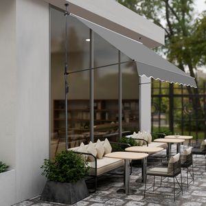 Tenda da Sole Retrattile Grigia 200 cm (L) x 120 cm (A) x 200 cm (H) in Poliestere Spalmato, Installazione Autoportante per Ombreggiatura - Product Image 4
