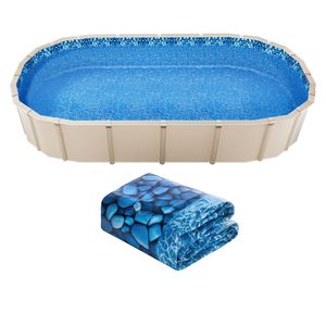 Telo di copertura ovale durevole per piscina fuori terra, stile a sovrapposizione, 15 x 30 piedi, altezza parete 48-54 pollici, spessore standard - Product Image 1