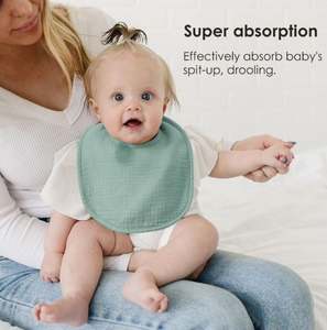 Bavoirs d'alimentation 100% en mousseline de bambou - Biologiques, avec noyau imperméable, faciles à nettoyer - Product Image 4