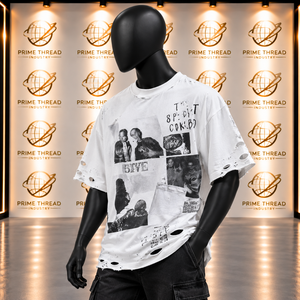 Wholesale Custom <b>Vintage</b> Distressed <b>Graphic</b> T Shirt Men Oversized T-Shirts Heavyweight Cotton Ripped Boxy Fit Streetwear <b>Tee</b> - Product Image 2