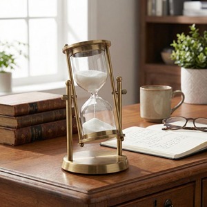 Premium Quality Brass And Glass Sand Timer Elegant Hourglass Decor For Office <b>Desk</b> <b>Study</b> Table Library And Home Display - Product Image 5