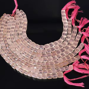 AAA Natural Rose Chalcedony Faceted Cube Shape Briolette 6-7MM Pink Chalcedony Square Box 3D Beads Natural Rose Quartz <b>Gemstone</b> - Product Image 1