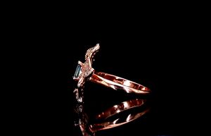 Anillo Floral de Oro 14k con Zafiro Azul Cultivado en Laboratorio y Diamantes, Inspirado en la Naturaleza, Anillo de Compromiso con Racimo de Flores, Joyería de Boda al por Mayor - Product Image 3
