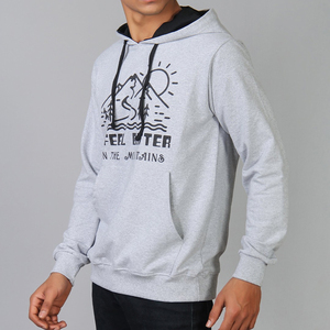 Sweat-shirt à capuche gris pour homme avec imprimé montagne, en coton, décontracté, coupe classique, pour l'automne - Product Image 3