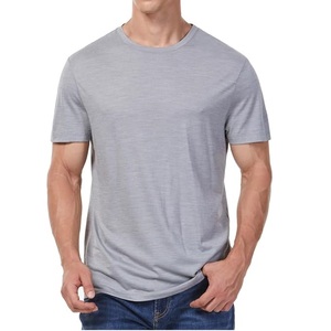 T-shirt 100% laine mérinos, streetwear, manches courtes, col rond, respirant, doux, vêtements de sport, tricoté en laine, pour homme, par TANVEX - Product Image 1