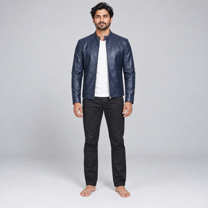 Veste en cuir pour homme, conçue avec une coupe moderne, une texture en cuir durable, une doublure douce et un style intemporel pour un usage quotidien décontracté. - Product Image 1