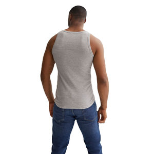 Camiseta sin mangas acanalada para hombre al por mayor, ajuste ceñido, poliéster/algodón, transpirable, estilo vintage, de secado rápido, para gimnasio - Product Image 2