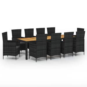Set da pranzo con Patio in Poly Rattan 11 pezzi con cuscini mobili di colore nero - Product Image 2