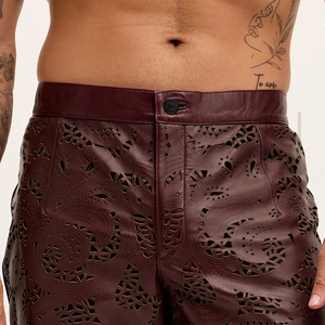 Nouveauté : Shorts en cuir haute performance pour hommes, qualité supérieure, motif Paisley découpé au laser, par un fournisseur de premier plan - Product Image 5