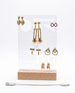 Custom Eco-Friendly LED <b>Light</b>-Accented Acrylic Jewelry Display Rack for Earrings Stand & Packaging - Product Image 3