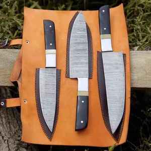 Damascus Steel Chef <b>Knife</b> <b>Set</b> 3-Piece 8-9.9in Brushed Blade Resin Handle <b>Sharp</b> Kitchen <b>Knives</b> Ambidextrous Straight Edge - Product Image 4