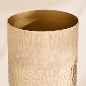 Vase de sol cylindrique moderne en métal doré brossé, avec bande centrale martelée, de luxe, style industriel artisanal, résistant à la rouille, fait main, pour mariage - Product Image 2