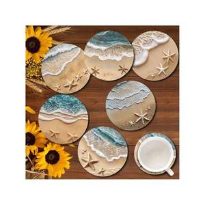 Elegantes Posavasos de MDF Impresos, Resistentes a los Arañazos, Protección para Mesa con Recubrimiento de Esmalte para Decoración de Cocina, Comedor y Café - Product Image 1