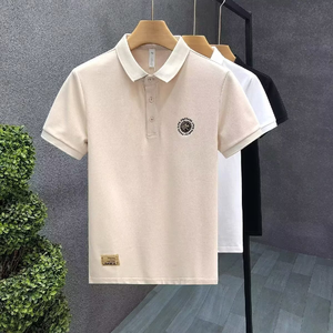 Chemise blanche à manches courtes pour homme avec logo brodé sur le devant, coupe sportive classique, décontractée, respirante, en tissu Oxford de coton - Product Image 5