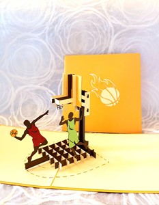 Tarjeta Pop-Up de Baloncesto, Hecha a Mano, con Flores de Papel Recortado, Regalos Originales para Acción de Gracias, Artesanía - Product Image 4