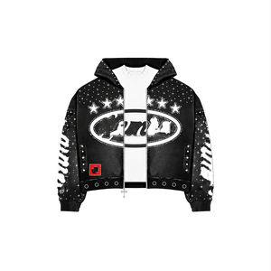 ชุดสเวตสูทผ้าเฟรนช์เทอร์รี่ทรงบ็อกซี่ แขนยาว ติดซิป ประดับคริสตัล ตกแต่งลายปัก สไตล์สตรีทแวร์ ทรงหลวม ไหล่ตก น้ำหนักมาก - Product Image 2