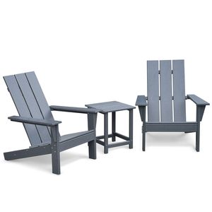 Juego de 3 Sillas Adirondack para Exteriores con Mesa Lateral, Color Gris Oscuro, Muebles para Patio, Jardín, Terraza, Balcón - Product Image 2