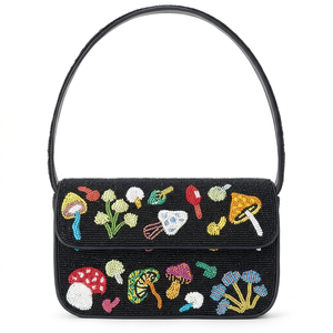 Handmade Mushroom Beaded <b>Shoulder</b> <b>Bag</b> <b>Women</b> Turquoise Forest Flap Evening Clutch Underarm Handbag Purse - Product Image 2