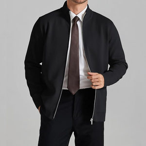 Suéter Casual de Punto para Hombre, Manga Larga, Color Sólido, con Cierre, para Otoño, Negro - Product Image 5