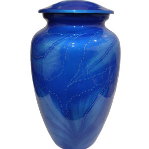 Urne funéraire en métal bleu roi pour cendres d'adultes, urne commémorative élégante en métal pour exposition à domicile, souvenir funéraire - Product Image 1