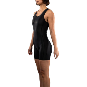 Combinaison de sport moulante noire sans manches en spandex pour femme, idéale pour l'entraînement aux arts martiaux - Product Image 2