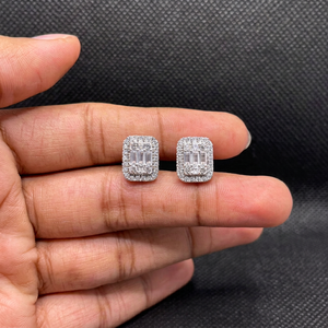 Luxury Moissanite Baguette Stud <b>Earrings</b> Iced Out 925 <b>Silver</b> Jewelry Sparkling Rectangle <b>Earrings</b> Gift For Women <b>Men</b> Elegant - Product Image 1
