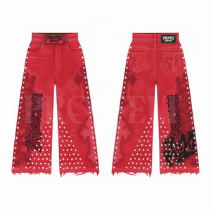 Pantalones de chándal unisex de corte holgado, de peso pesado, con dobladillo desgastado, a la moda y con estilo, personalizados, al por mayor - Product Image 4