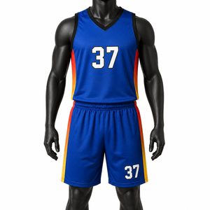 Ensemble d'uniformes personnalisés pour équipe de basketball |   Maillots respirants en polyester 100% sublimé, shorts à cordon de serrage |   T-shirts à bretelles en V |   Façade | - Product Image 1