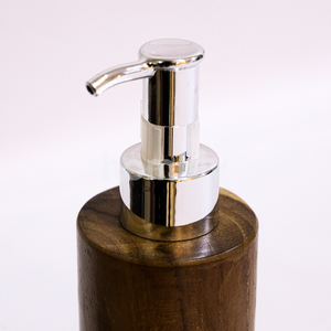 Natural Teak Wood Handmade Decorative Bathroom Liquid Soap Dispenser Sustainable Solid Wood Round Lotion <b>Pump</b> Bottle Tool - Product Image 3