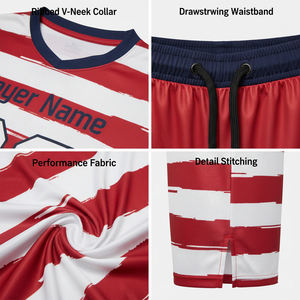 Ensemble uniforme de football personnalisé pour hommes, en polyester léger et respirant, imprimé numériquement par transfert thermique, idéal pour l'été – Vente en gros - Product Image 3