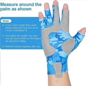 Gants de pêche unisexes professionnels en soie glacée pour l'extérieur, verts, anti-UV, haute élasticité, antidérapants, demi-doigts, pour l'été - Product Image 4