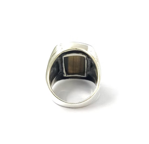 Bohemian Men's <b>Tiger</b> <b>Eye</b> 925 Silver Retro Design <b>Ring</b> Large Gemstone Jewelry For Daily Wear - Product Image 2
