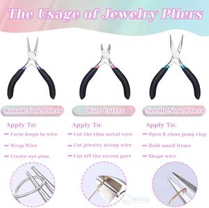Jewelry Pliers Set 3 Piece Jewelry Making Tools Kit Includes Needle Nose Pliers Round <b>Wire</b> Cutters for DIY <b>Craft</b> Beading - Product Image 4